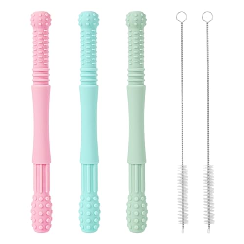 Conjunto de Brinquedos para Bebé LEXIBOOK 3 Tubos YSDYY - Cuidados com a higiene oral - silicone, coloridos, estimulação da dentição, limpeza