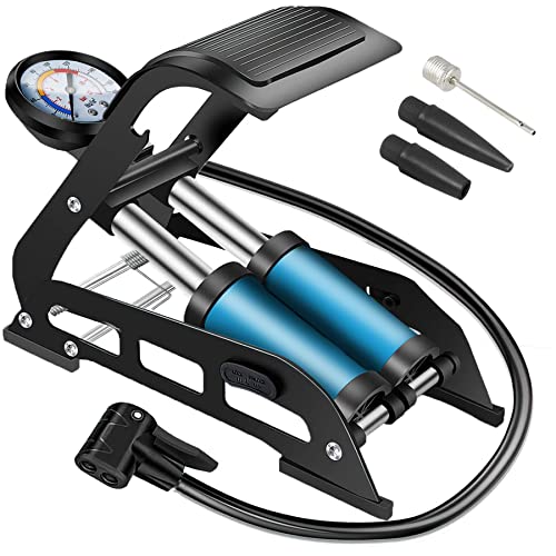 Bomba de Ar para Bicicletas RETOO Doble Cilindro Retoo - Equipamento atlético de uso geral - dobro cilindro, alta eficiência, resistente à corrosão, manómetro incorporado