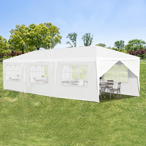 Pérgula 3X9M com Parede Lateral Removível e Portas COSTWAY - Móveis de exterior - pérgula, parede lateral removível, portas