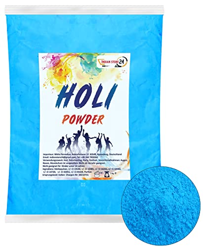 Soro de Coloração HOLI GULAL Azul Celeste (1000 g) INDIAN STORE 24 - Confetes - azul celeste, 1000g