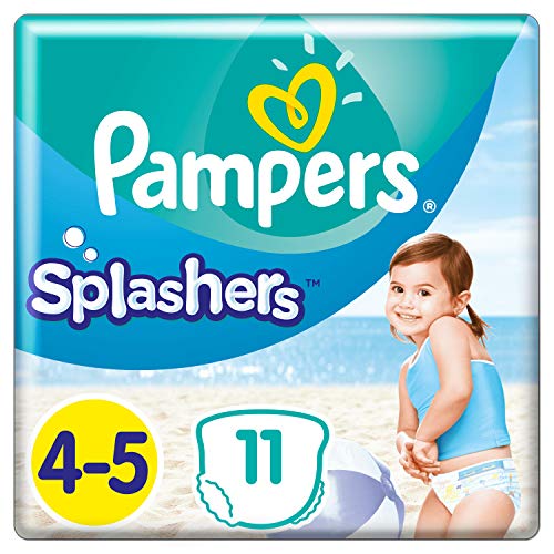 Fraldas PAMPERS Splashers 4-5 (9-15 Kg - Tam: 4-5) Procter & Gamble - Roupa interior - suave, macio, anti-fugas duplas, cinto elástico