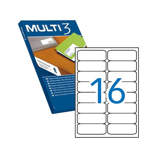 Etiqueta para Impressão MULTIFUNÇÃO Multi3 Multi3 - Papel de impressora e copiadora - multifunção, 100 folhas, adesivo permanente, identificação