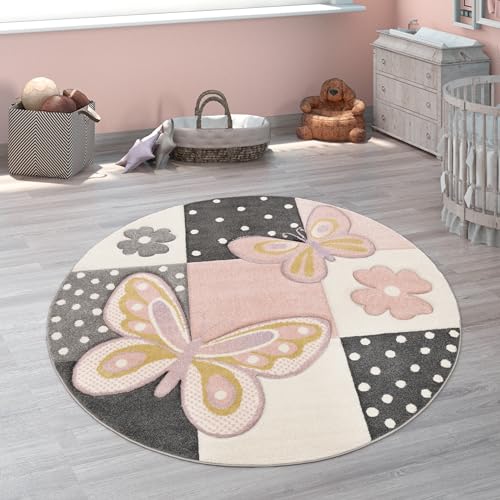 Tapete de Criança PASTEL Mariposa (120 cm) Paco Home - Tapetes - tapete, criança, pastel, mariposa, 120 cm