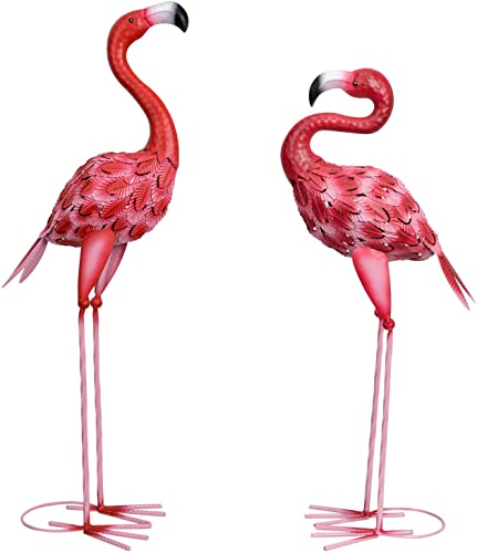 Figura Decorativa AOFOX 2 Peças de Metal Grande Rosa Forte AOFOX - Ornamentos de relva e esculturas de jardim - metal, grande, rosa