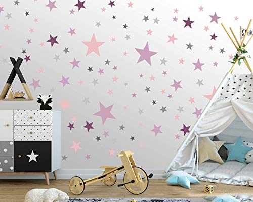 Autocolantes Decorativos STARLAND 75 Estrelas (Poliéster - Rosa) ELLES VIDA - Papel de parede - estrelas, poliéster, rosa, removível