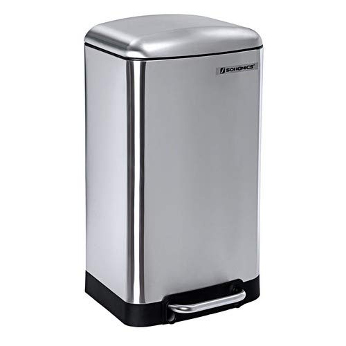 Caixote do Lixo SONGMICS com Pedal (Prateado - 30L) SONGMICS - Lixeiras e cestos de lixo - pedal, 30L, prateado