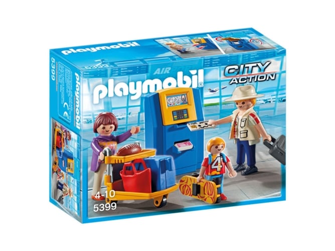 Playmobil 5399 Family Vacationers and Registration Booth (Idade Mínima Recomendada: 4 anos) PLAYMOBIL - Conjuntos de brinquedos - férias, bilhete, dispensador automático, carta de pagamento