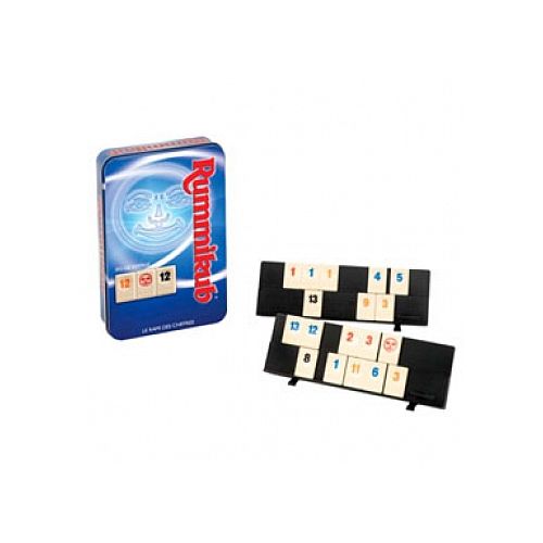 Jogo de Tabuleiro CARLIT Rummikub Tin Travel Hasbro - Jogos de tabuleiro - combinações numéricas, 2-4 jogadores, travessura