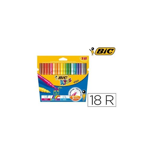 Lápis de Cor BIC Kids VISA (Caixa de 18) BIC - Marcadores - 18 unidades, lavável, ventilado, fáceis de usar