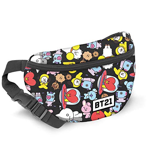 Bolsa de Cintura Universal para Riñonera BT21 KARACTERMANIA - Bolsas de cintura - bolsa de cintura, universal, riñonera, bt21, compartimento principal, bolso posterior, fecho de correr, alça ajustável