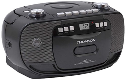 Rádio Portátil THOMSON Rk200Cd Preto (Preto) Thomson - Áudio - rádio portátil, sintonizador analógico FM, reprodução CD, entrada auxiliar, leitor de cassetes