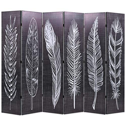 Biombo Dobrável VIDA XL com Estampa de Pena (228x170 cm) vidaXL - Conjuntos de móveis - dobrável, estampa de pena, 228x170 cm