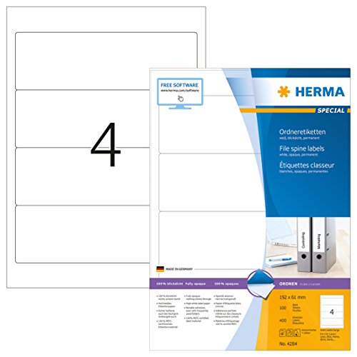 Herma File Labels white 192x61 SuperPrint 400 pcs. HERMA - Etiquetas e tags - branco, autoadesivas, sem solvente, recicláveis