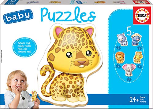 Puzzle 2D JUMBO Animals Baby (Idade Mínima Recomendada: 3 anos - 48 peças) EDUCA - Quebra-cabeças de encaixar - madeira, 48 peças, motricidade fina, desenhos coloridos