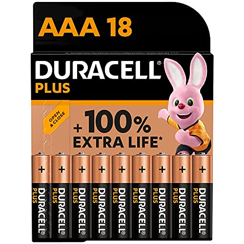 Pilhas DURACELL Plus AAA (18 unidades) (Alcalina - Alumínio) Duracell - Baterias de uso geral - alcalina, alumínio, AAA, 18 unidades