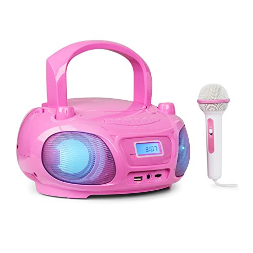 Rádio Portátil Auna 3W com Microfone e Leitor de Cds AUNA - Sistemas estéreo - portátil, microfone, leitor de CDs, bluetooth, usb