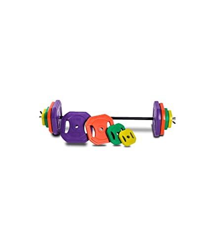 Conjunto de Barras e Discos RISCKO (Vermelho - 5 kg) Wonduu - Exercício e fitness - 50 kg, 140 cm, octogonais, 4 discos