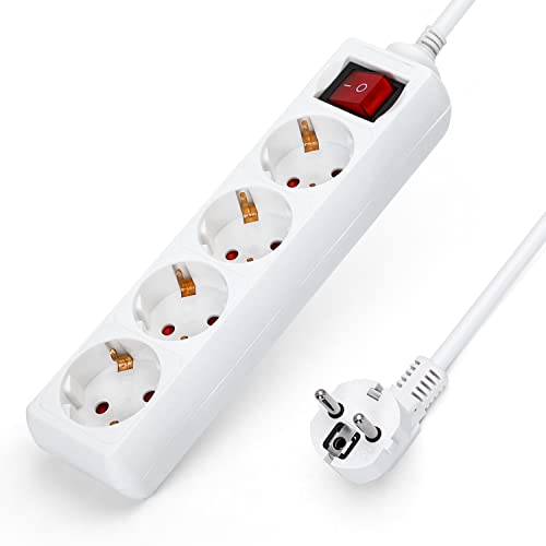 Extensão Elétrica AIGOSTAR 300100GKT (4 Tomadas - Tipo F - 5 m) Aigostar - Filtros de linha e supressores de surtos - 4 tomadas, tipo f, 5 m, interruptor