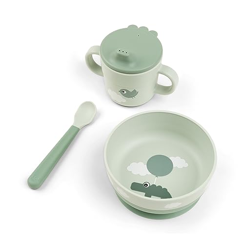 Conjunto 3 Peças DONE BY DEER Foodie First Meal Happy Clouds Verde Done by Deer - Utensílios de mesa - conjunto, 3 peças, done by deer, foodie, first meal, happy clouds, verde