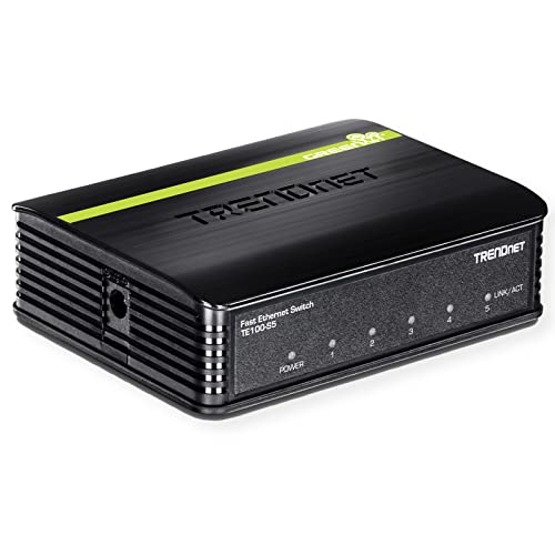 Switch TRENDNET TSB-5T2F (5 Portas - Fast Ethernet) Trendnet - Concentradores e comutadores - 5 portas, fast ethernet, preto, 100 mbit/s