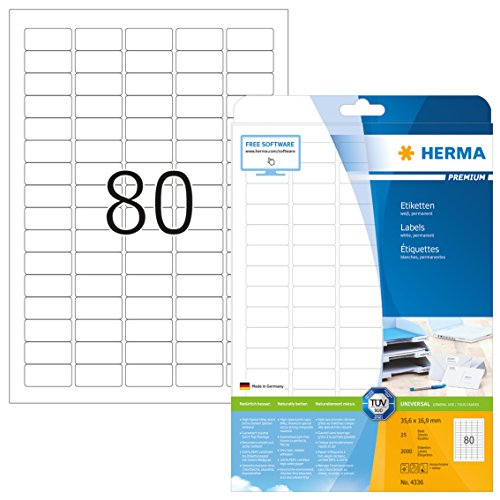 Herma Labels white 35,6x16,9 SuperPrint 2000 pcs. HERMA - Etiquetas e tags - branco, 2000 unidades, a4, border