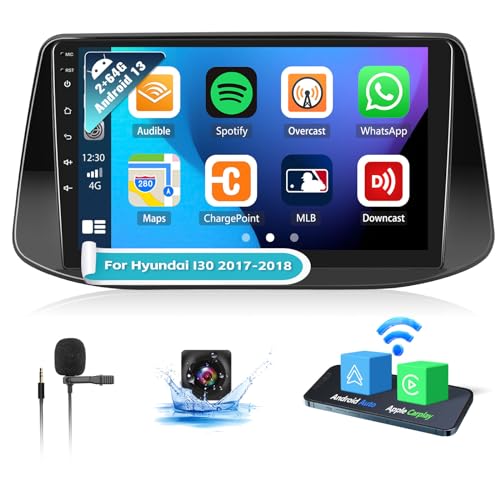 Autorrádio 2G+64GB Android 13 com Carplay e Auto para Hyundai I30 2017-2018 (Preto) OiLiehu - Aparelhos de áudio e vídeo para veículos e sistemas de painel - autoradio, cd, android, carplay, hyundai i30, preto