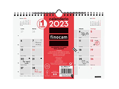 Calendário FINOCAM 2023 Espaço Para Escrever Espanhol Cabero Group 1916, S.A. - Calendários, organizadores e planejadores - espaço diário, dupla espiral, mês anterior, informações úteis