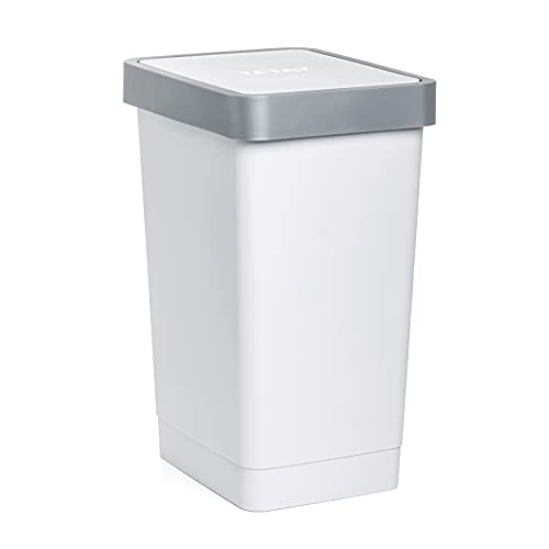 Caixote do Lixo TATAY Smart (Plástico - Branco) TATAY - Acessórios de contenção de resíduos - 25l, plástico, tampa basculante, ranhuras