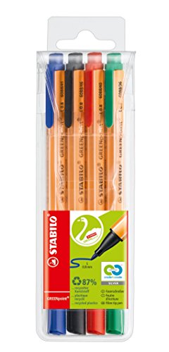 Canetas Fineliner STABILO Greenpoint Multicor (Caixa de 4) Stabilo - Canetas - fineliner, stabilo, greenpoint, multicor, 4 unidades