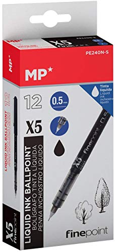 Esferográfica Rollerball MP 12 Unidades Preto Madrid Papel Import S.L. - Instrumentos de escrita e desenho - esferográfica, rollerball, bic, preto, tinta à água