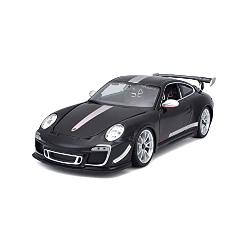 Carro Colecionável BBURAGO Porsche 911 GT3 RS BBURAGO - Modelos em escala - porsche 911 gt3 rs, escala 1/18, cor branca preta, jantes pretas, tampa traseira abre-se