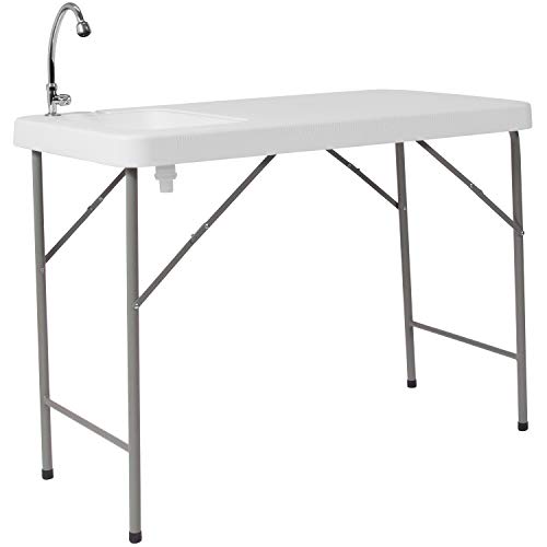 Mesa de Centro FLASH FURNITURE (Preto - Aglomerado e Metal) Flash Furniture - Mobiliário de acampamento - aglomerado, metal, lavatório, 2 gavetas