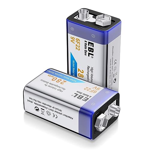 Pilha recarregável EBL 9V Pilhas Recarregáveis EBL - Baterias - 9V, 280mah, universal, preto