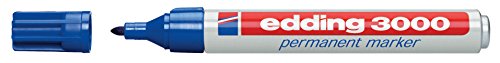 Marcador Permanente EDDING 3000 Azul (Ponta 1,5 mm) Edding - Marcadores e marcadores de texto - ponta 1,5 mm, tinta à base de óleo, resistente à água, 20 cores