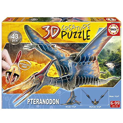 Puzzle EDUCA Pteranodon Creature Puzzle (Idade Mínima: 5 Anos - 43 Peças) Educa Borrás - Jogos - puzzle, pteranodon, madeira, 43 peças, idade mínima 5 anos