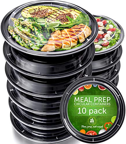 Conjunto de recipientes para comida HSN 10 peças Prep Naturals - Recipientes de armazenamento de alimentos - 10 peças, 1,5 litros, plástico resistente, lavável