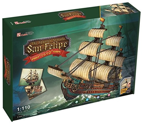 Puzzle 3D TOY PLANET San Felipe - Armada Espanhola (Idade Mínima Recomendada: 8 anos) CubicFun - Jogos - puzzle 3d, 500 peças, navio san felipe, armada espanhola, modelo realista