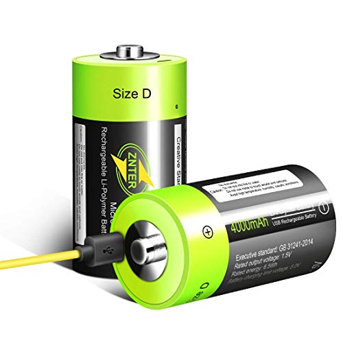 Pilhas Recarregáveis D Recargables Pilas [2 Pack] HITRENDS - Baterias de uso geral - 1,5v, 4500 mAh, ião-lítio, preto