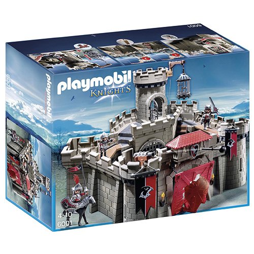 Playmobil Knights 6001 Castle of the Falcon Knights (Jogos de Construção) PLAYMOBIL - Conjuntos de brinquedos - 3 figuras, portão que abre-se, torre com artilheira, prisão, sala de armas