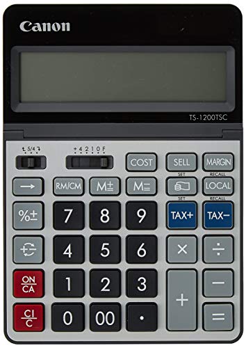 Calculadora de Secretária CANON TS-1200TSC Canon - Calculadoras - calculadora, secretária, canon ts-1200tsc, preto, prateado, visor retroiluminado, bateria ca, 1.5 cm, taxas de armazenamento, 12 dígitos