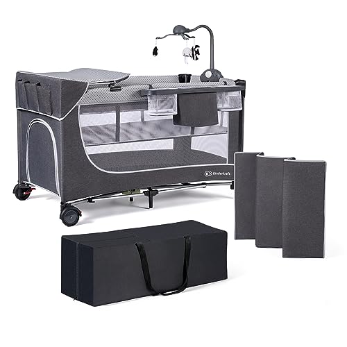 Berço de Viagem KINDERKRAFT Leody Acc Grey 4Kraft - Móveis para bebês e crianças pequenas - berço, viagem, leody, acc grey