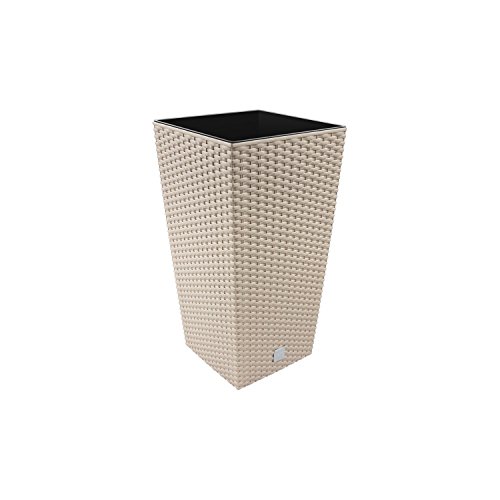 Vaso PROSPERPLAST Rato Square - Mocha (Plástico - 20 x 20 x H 37.6 cm) Prosperplast - Vasos e canteiros - plástico, mocha, 20x20x37.6 cm