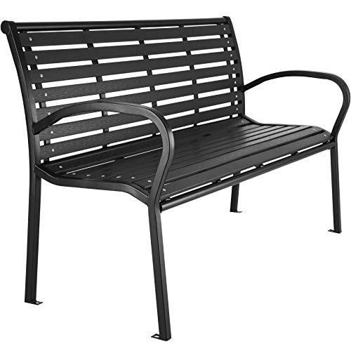 Banco de Jardim TECTAKE Pino (Preto - Aço - 126x62x81.5 cm) TecTake - Móveis de exterior - preto, aço, 126x62x81.5 cm