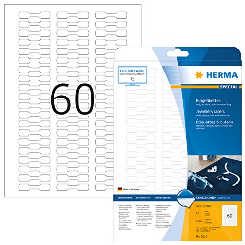 Herma Ring labels white 49x10 SuperPrint 1500 pcs. HERMA - Etiquetas e tags - branco, 1500 unidades, 49x10 mm, etiqueta rotativa