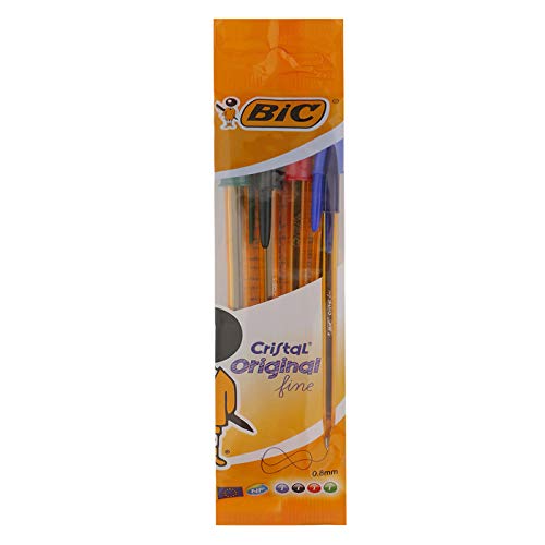 Esferográfica BIC Cristal Original Fine Multicor (4 unidades) BIC - Canetas - multicor, ponta fina, 0,8 mm, ergonômico