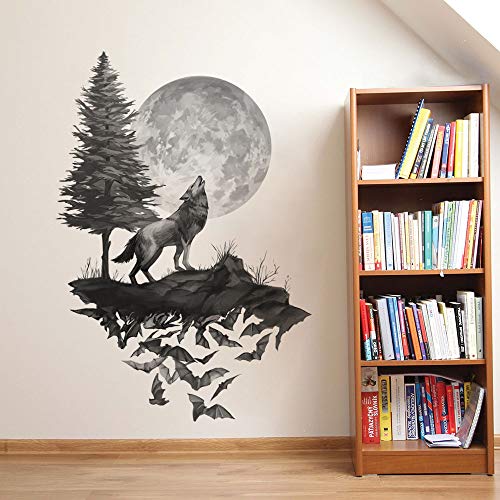 Autocolantes RUNTOO 3D Wall Decal Wolf Moon Decalplanet - Papel de parede - autocolantes, 3D, wolf moon, paredes, fácil de colocar