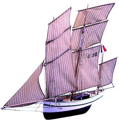 Modelo de navio de madeira soclaine bg1050 SOCLAINE - Obras de arte - navio, madeira, 3 metros, azul, branco