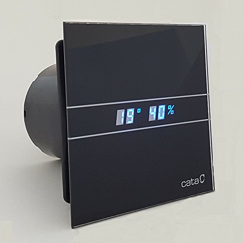 Extrator de ar CATA Glass E-100 GTH Preto (6 unidades) CATA - Ventiladores de ventilação - fixo, preto, 115 m3/h, 2 velocidades
