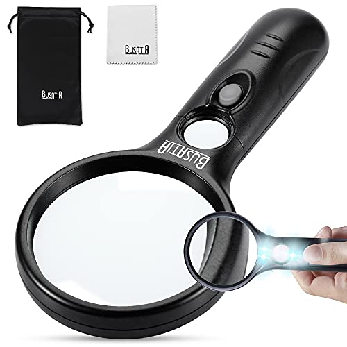 Lupa Busatia com Luz Led Iluminada 3 Ampliaciones 45X BUSATIA - Lupas - lupa, busatia, luz LED, iluminada, ampliação, vidro ótico duplo