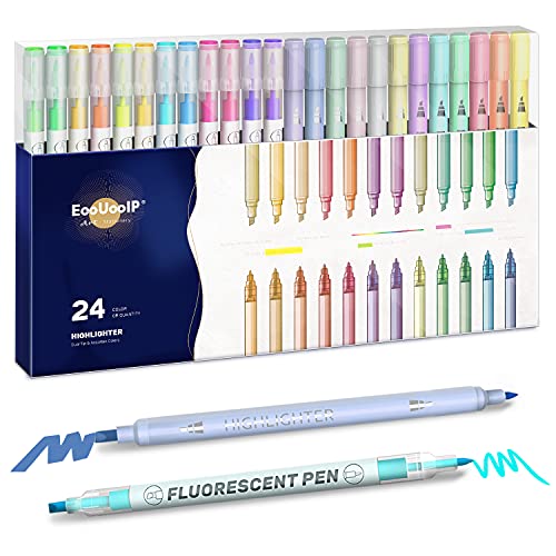 Marcadores Fluorescentes EOOOIP 24 Pastéis EooUooIP - Marcadores e marcadores de texto - fluorescentes, 24 pastéis, divertidos, fáceis de usar